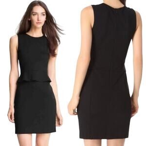 Theory Dellera Peplum Sheath Mini Dress Sleeveless Knit Black Womens 10